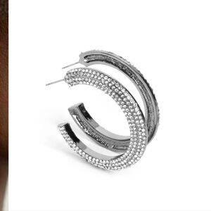 Paparazzi Sparkling Black and Silver Hoops